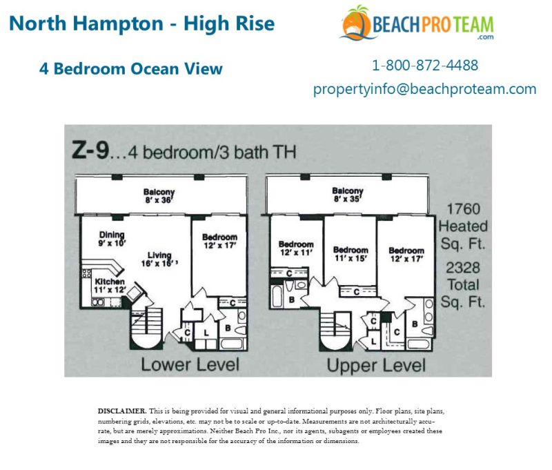 Kingston Plantation - North Hampton Floor Plan Z8 - 2 Bedroom Ocean View